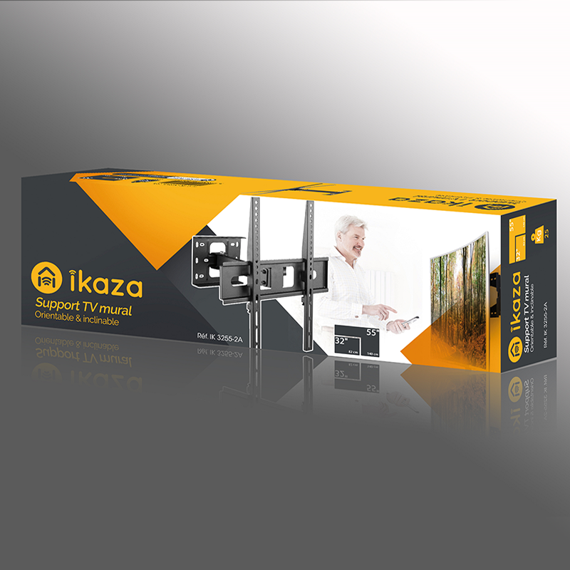 IKAZA - IK32656A - Support Tv - Orientable et inclinable - 6 articulations  - 82 à 65 cm - Noir - Support TV - Achat & prix